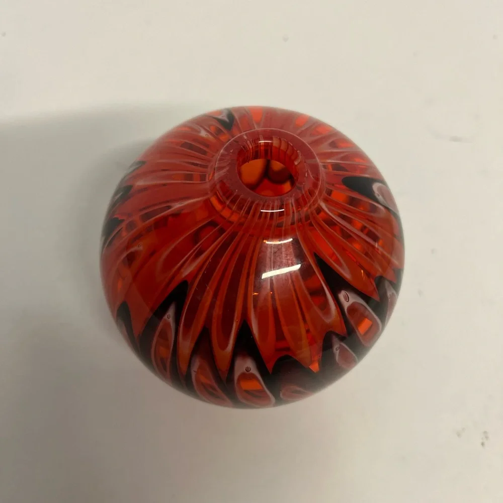 Crate & Barrel Art Glass Koda Mini Multi Colored Bud Vase Circular Shape Red 5